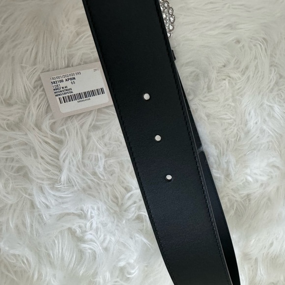 Gucci crystal GG leather belt with double G buckle - Picture 4 of 11